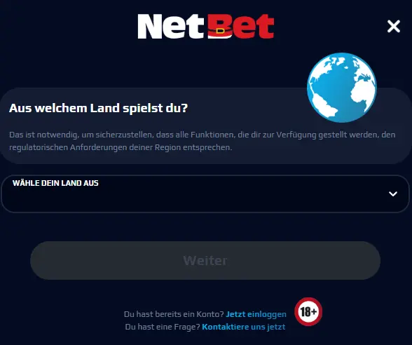 Anmeldung im NETBET CASINO
